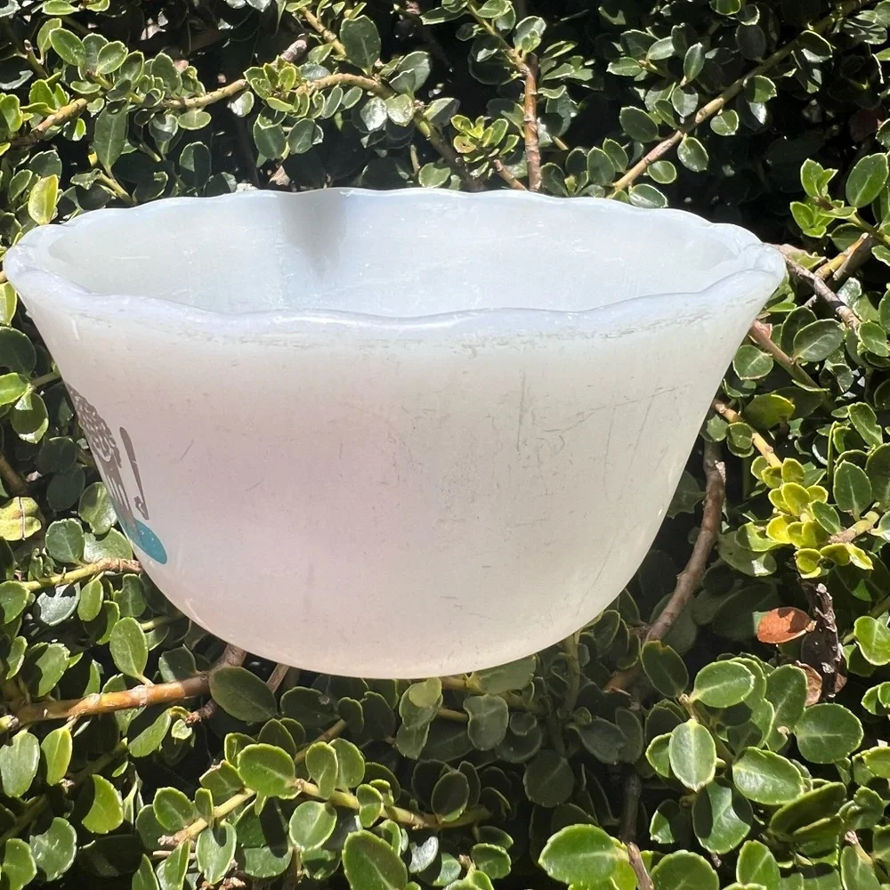 Vintage Fire King Blue Heaven Milk Glass Custard Cup Ramekin Bowl Collectible